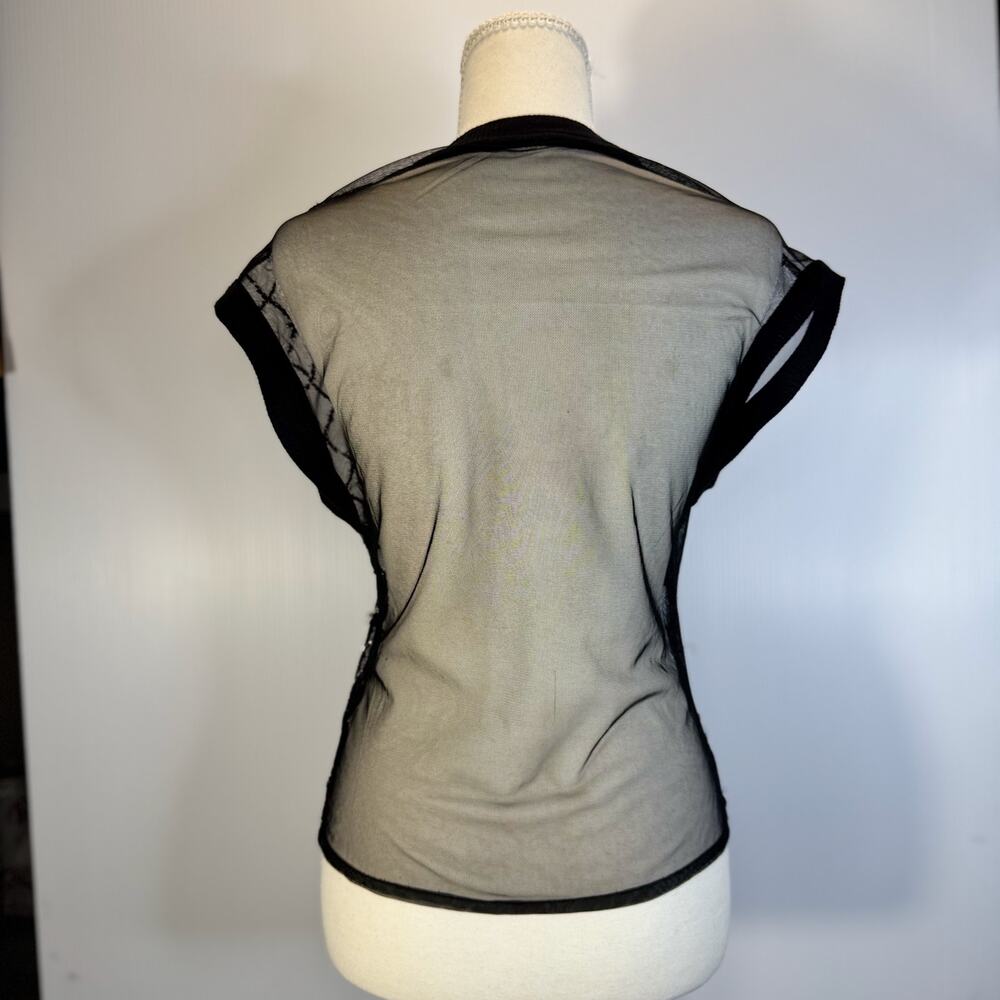 Free People Disco Nights Mesh Beaded Top Black Sheer Rhinestone Festival Unisex - Picture 3 of 16